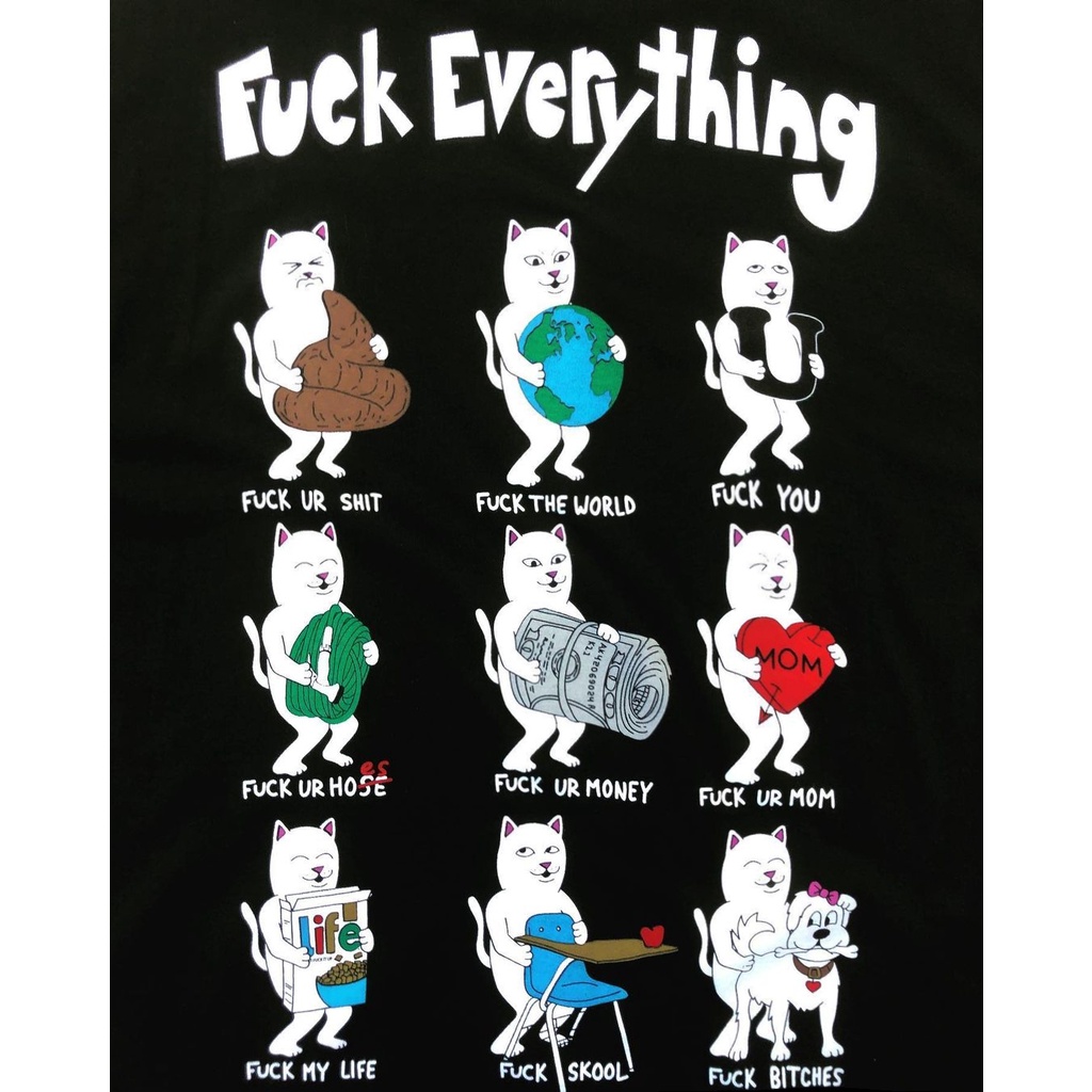 Thương Hiệu Mỹ ripndip Áo Thun Tay Ngắn In Hình Mèo Giơ Ngón Giữa Thời Thượng unisex
