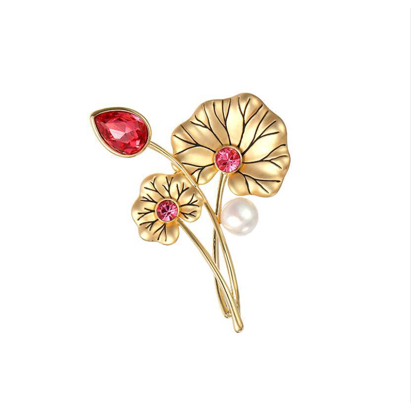 Ghim Cài Áo Hình Lá Sen Phong Cách Retro Thời Trang Cao Cấp Cho Nữ