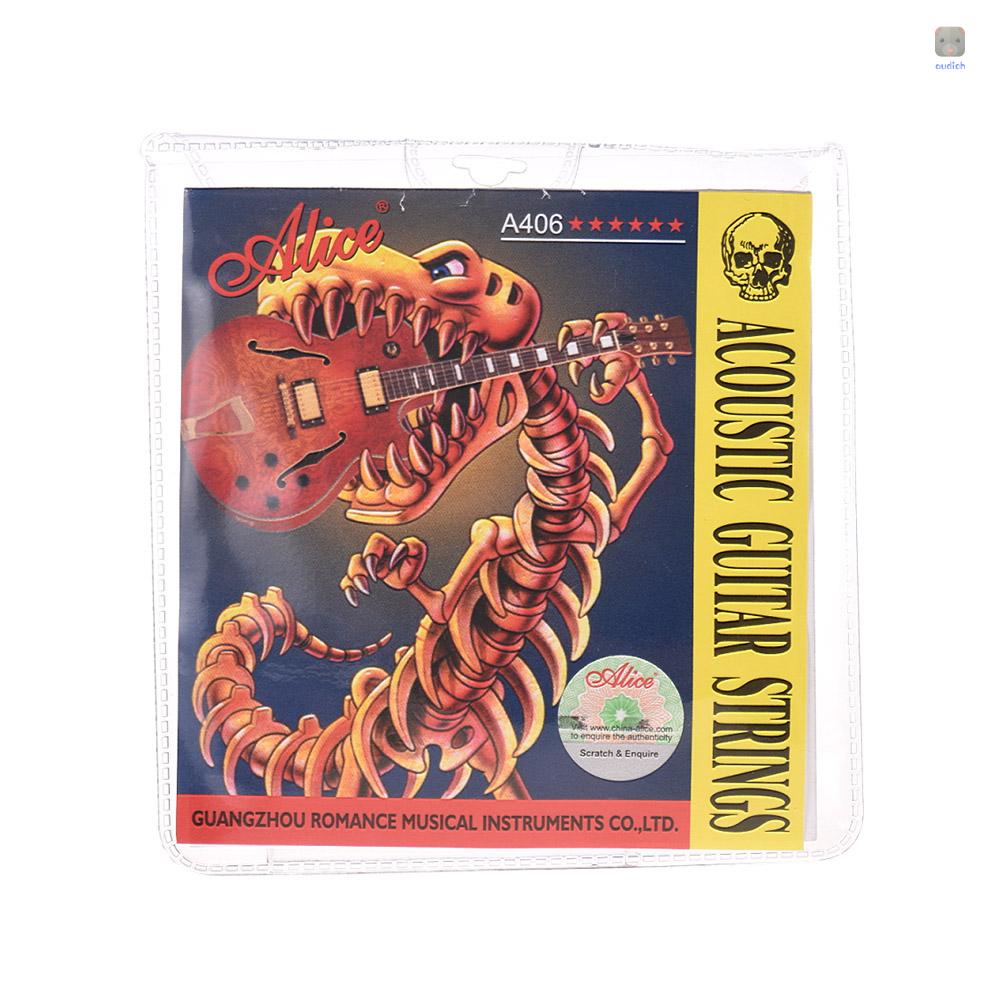 Set 6 Dây Đàn Alice A406 Lõi Bằng Thép Không Gỉ Mạ Đồng (. 011-.052)