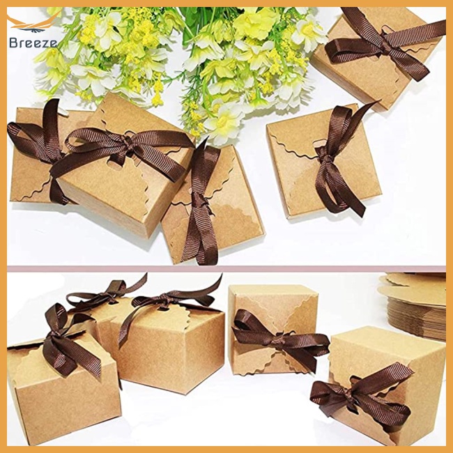 Bộ 50 Hộp Giấy Kraft Đựng Kẹo In Họa Tiết Gợn Sóng Phong Cách Cổ Điển Độc Đáo Diy