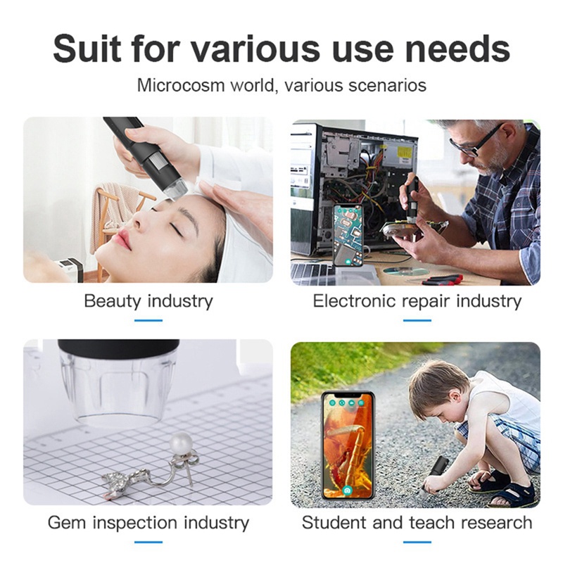 Kính Hiển Vi Kỹ Thuật Số Không Dây Phóng To 1000 Lần 50X - 1000X Cho Android IOS IPad