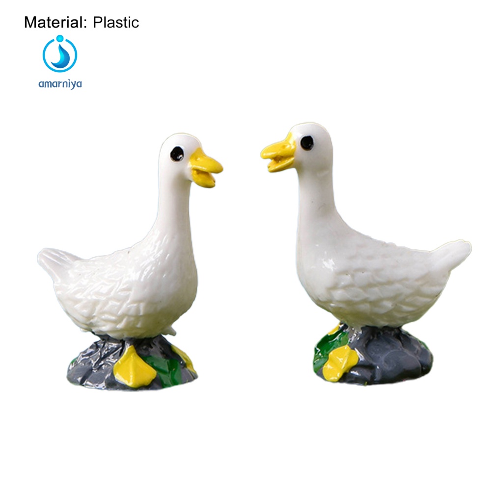 2 Tượng Vịt Con Trắng Dùng Trang Trí Tiểu Cảnh