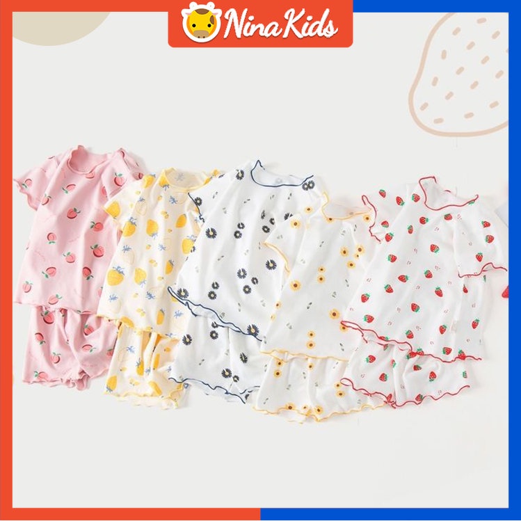 Bộ Đồ Ngủ Tay Ngắn Mềm Mại Thoải Mái Phong Cách Hàn Quốc Thời Trang Mùa Hè Cho Bé Gái 0-6 Tuổi