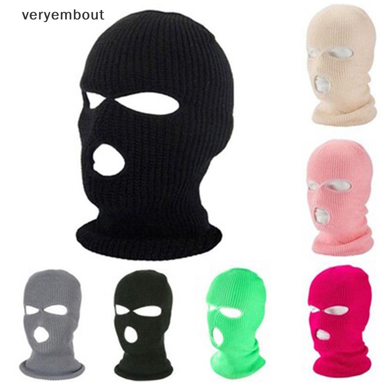 1 Mũ Balaclava 3 Lỗ Thêu Họa Tiết Giữ Ấm Mùa Đông