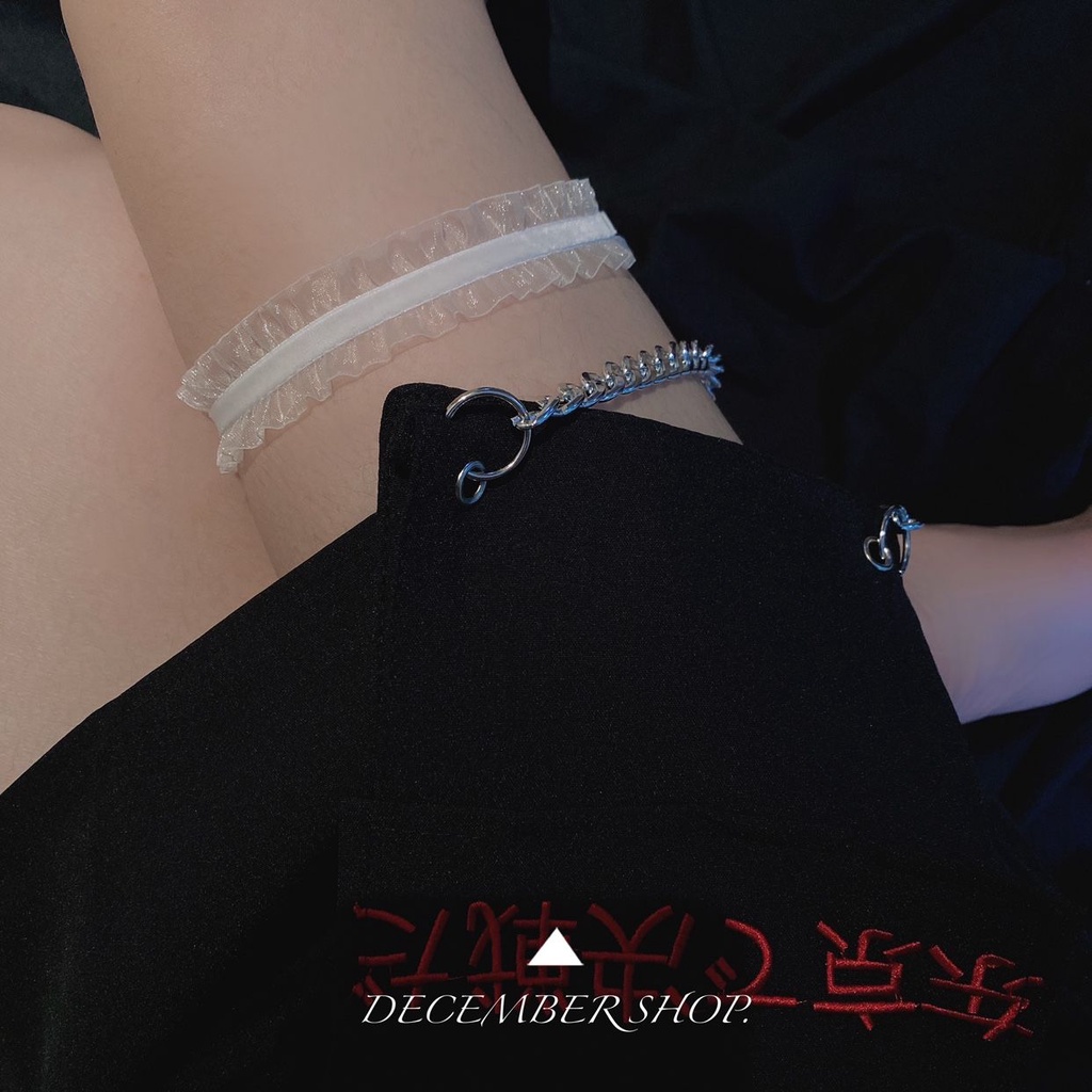 Vòng Chuỗi Đeo Đùi Co Giãn Phối Ren Màu Đen Phong Cách Harajuku Nhật Bản Quyến Rũ Dễ Phối Đồ