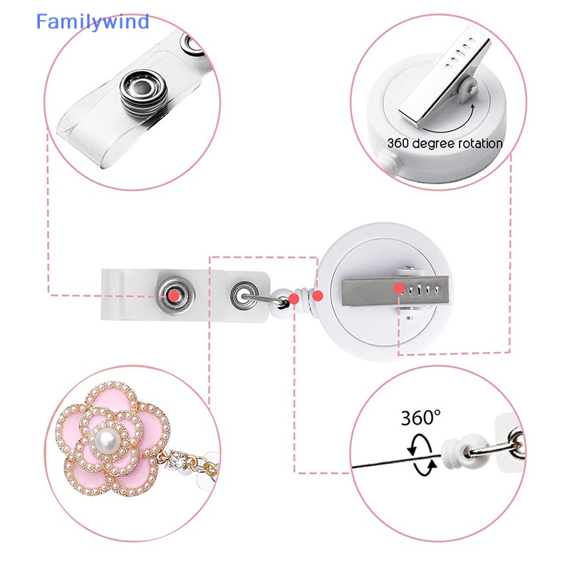 Familywind > Kẹp Giữ Thẻ ID Bảng Tên Có Thể Thu Vào Họa Tiết Hoa Đính Ngọc Trai