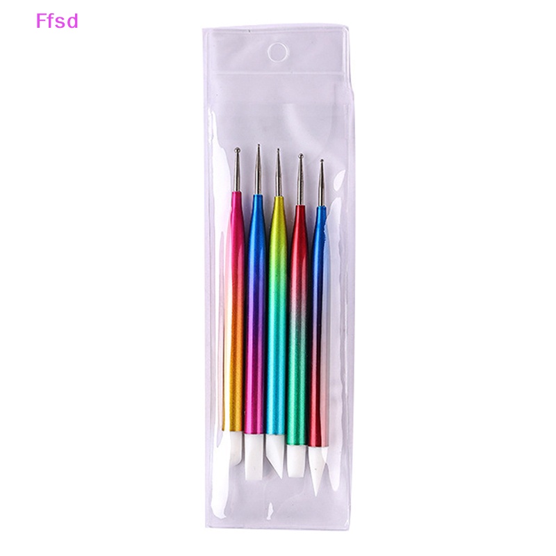 Set 5 Bút Hai Đầu Đính Đá Trang Trí Móng Tay Nghệ Thuật