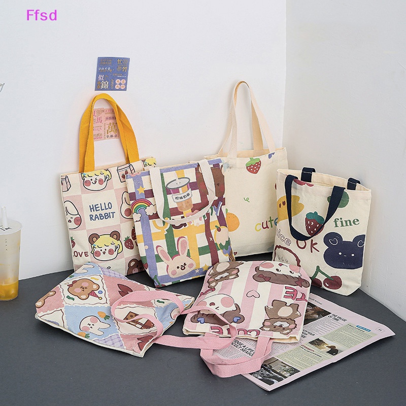 {Ffsd} Túi Xách Tote Canvas Cỡ Nhỏ Thiết Kế Hoạt Hình Dễ Thương Phong Cách Nhật Bản Thường Ngày Cho Nữ * Hàng Bán Chạy