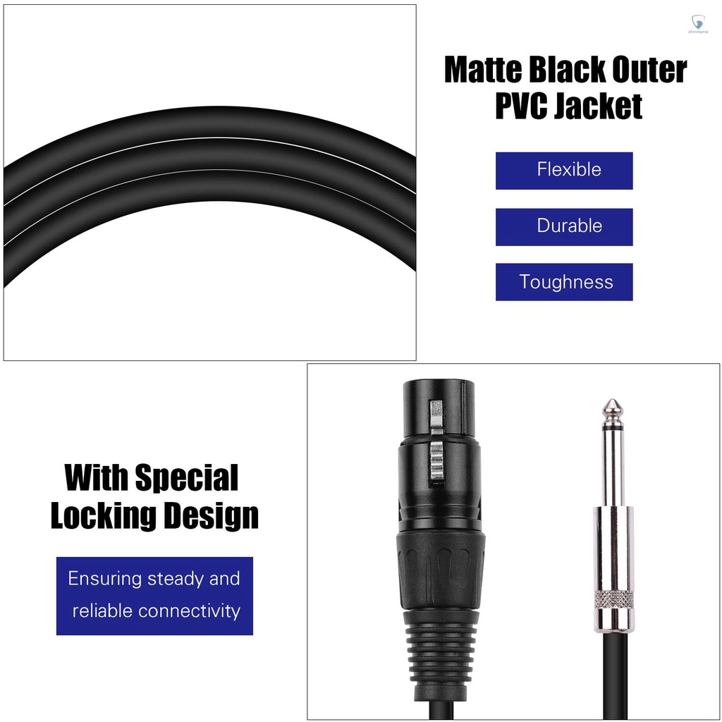 Dây Cáp Âm Thanh Chuyển Đổi Cổng XLR Sang Cổng 1 / 4 Inch TS Mono Giảm Tiếng Ồn 3m / 9.8ft