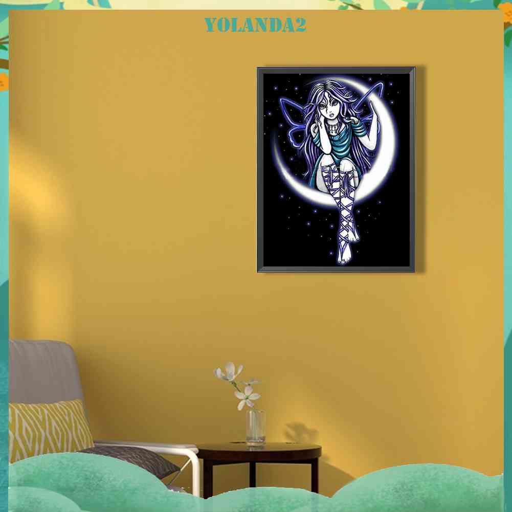 Bộ Tranh Đính Đá 5D Họa Tiết Mặt Trăng Độc Đáo DIY Dùng Trang Trí Nhà Cửa