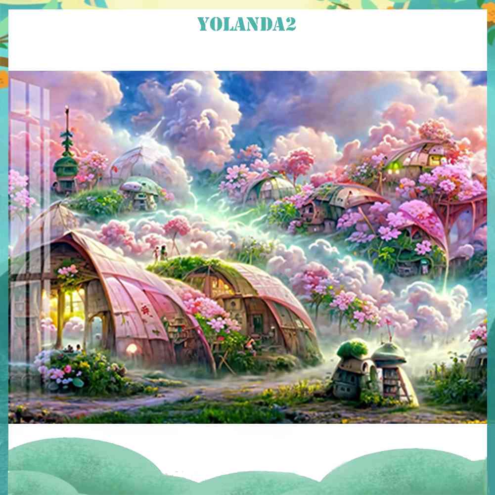 Tranh Đính Đá Kim Cương Toàn Bộ 5D DIY Hình Khu Vườn Mơ Tròn