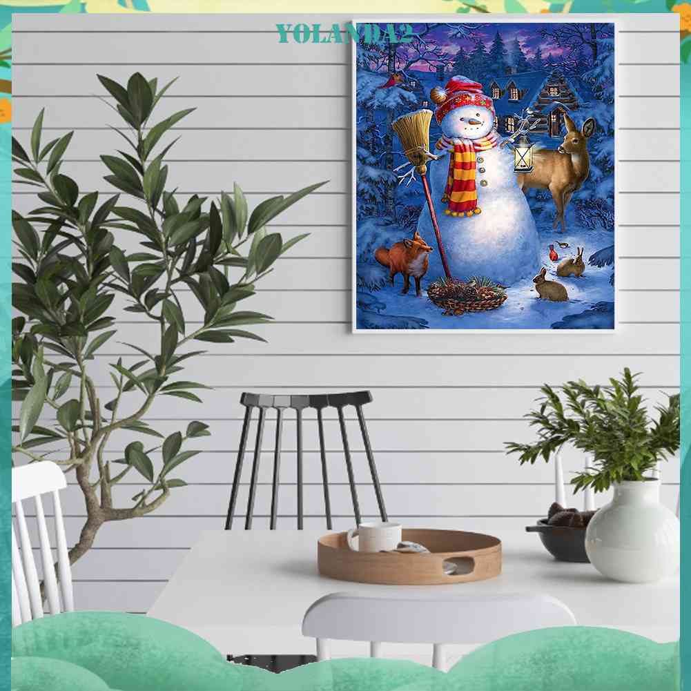 Bộ Tranh Đính Đá 5D Họa Tiết Người Tuyết / Lồng Đèn Độc Đáo DIY Dùng Trang Trí