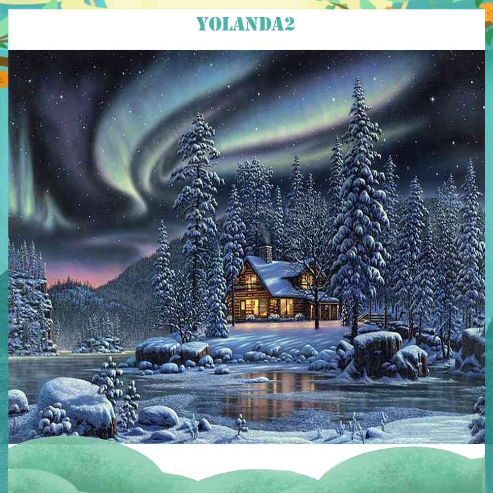 Tranh Đính Đá Kim Cương Toàn Bộ 5D DIY Hình Vẽ Làng Quê Aurora