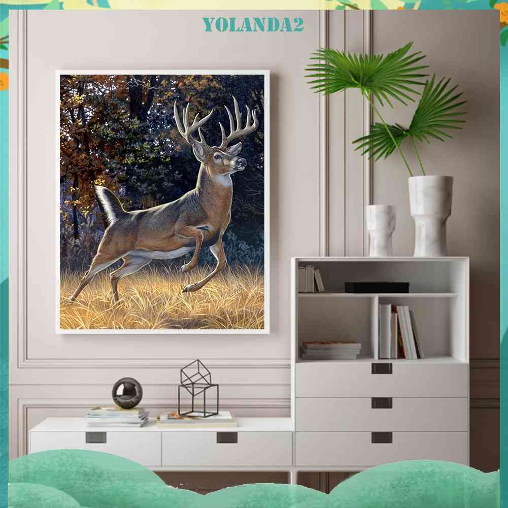 Bộ Tranh Đính Đá Tự Làm Hình Hươu Kích Thước 40x50cm