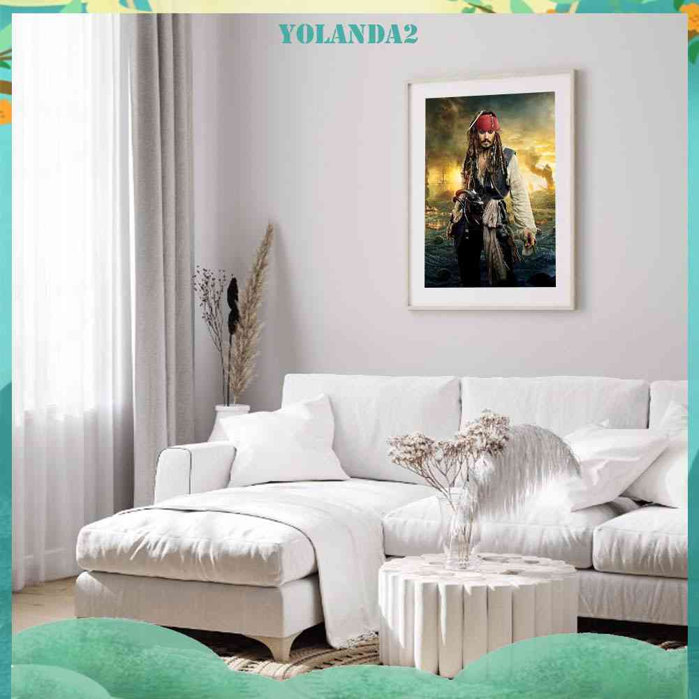 Tranh Đính Đá 5D Toàn Bộ Hạt Tròn Hình Thuyền Trưởng Jack Mosaic