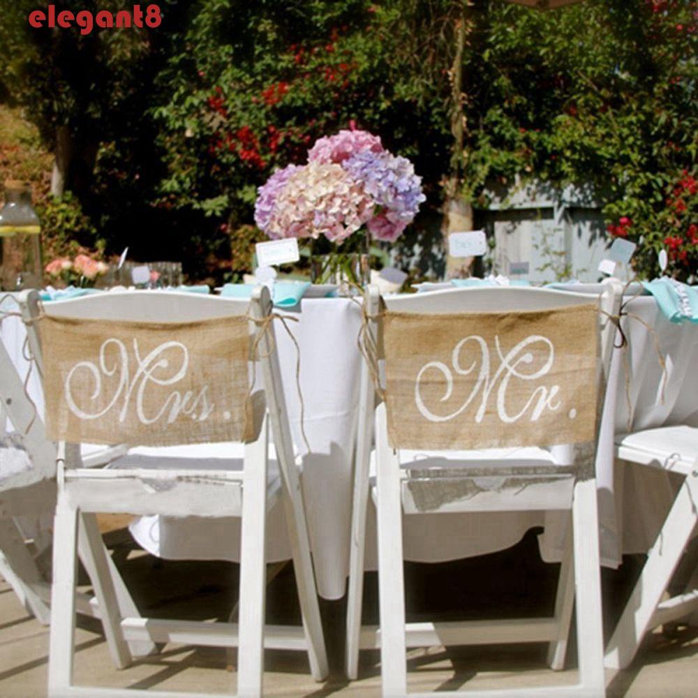 Ghế Thanh Lịch Banner 2 Cái / Bộ Mr.Bà &amp; bà. Dây Cờ Treo Trang Trí Lãng Mạn Dùng Làm Đạo Cụ Chụp Ảnh