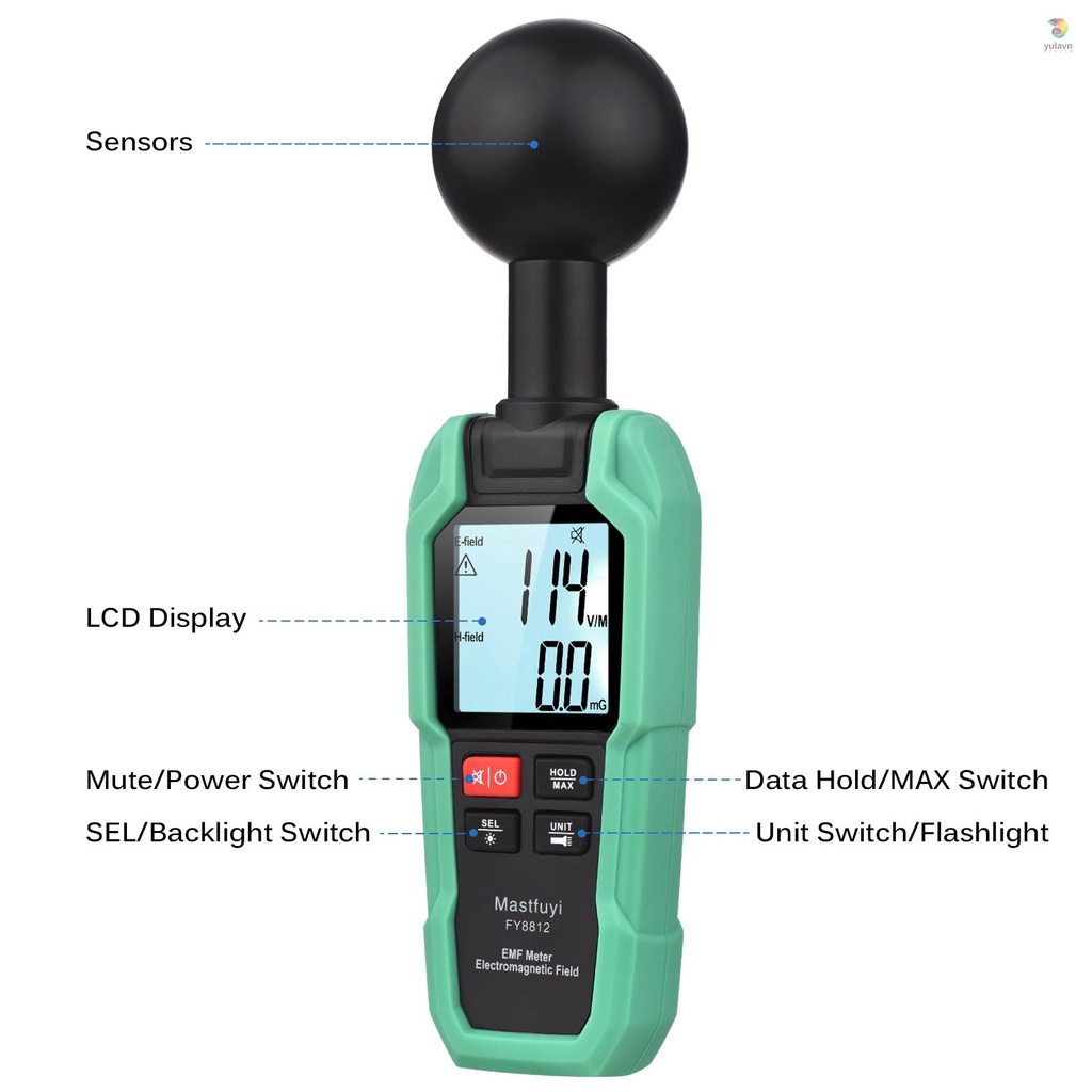 Thiết Bị Đo Bức Xạ Điện Từ Mastfuyi EMF Màn Hình LCD 2 inch Chuyên Dụng