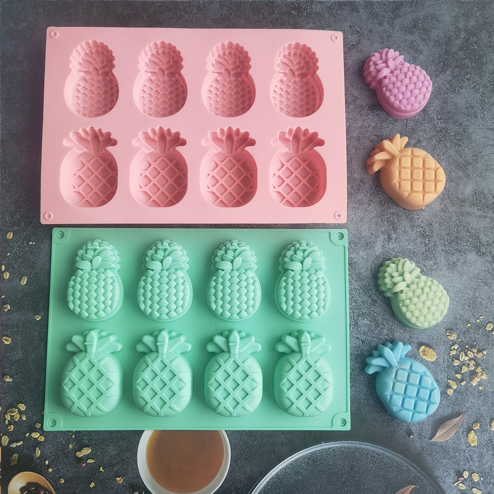 Khuôn Silicone Làm Bánh 8 Ngăn Hình Quả Dứa