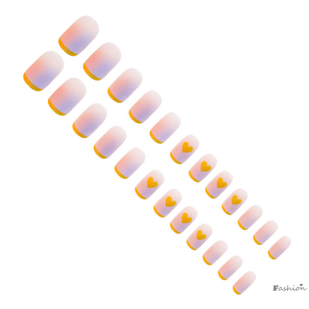 Móng Tay Giả Ngắn Hình Tròn Màu Sắc Tuyến Tính