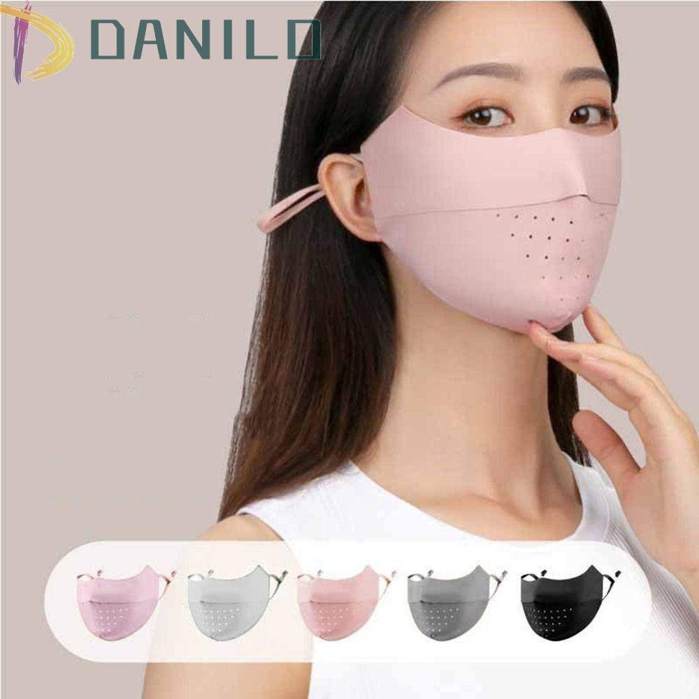 Danilo Khẩu Trang Chống Nắng Bằng Lụa Lạnh Màu Trơn Thoáng Khí Thời Trang Cho Nữ