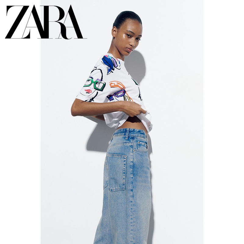 Zara Áo Thun Nhung In Họa Tiết Xinh Xắn Dành Cho Nữ