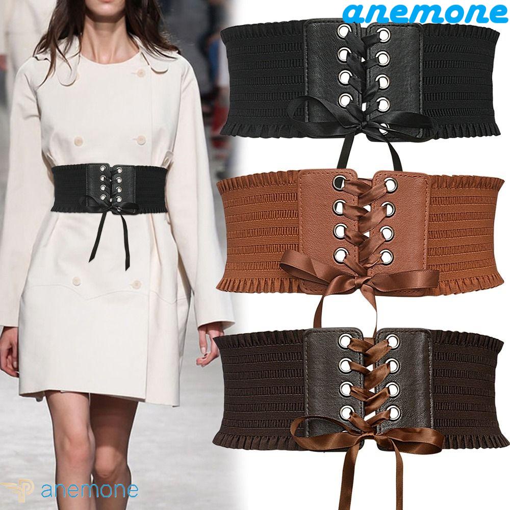 Thắt Lưng Da PU Bản Rộng Co Giãn Điều Chỉnh Được Phối Tua Rua Thanh Lịch