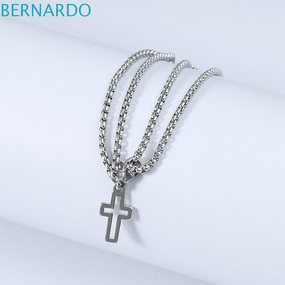 Vòng Tay Dây Xích Bằng Thép Không Gỉ Mặt Thánh Giá Phong Cách Punk Hip hop