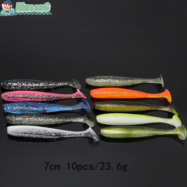 Bộ 10 Mồi Câu Cá Nhân Tạo Bằng Silicon Mềm Nhiều Màu Sắc