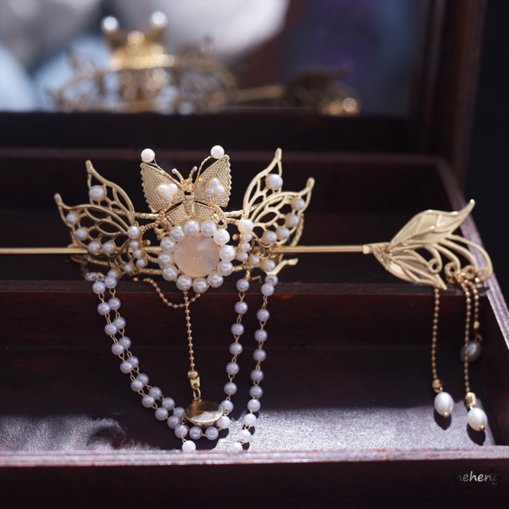 Trâm Cài Tóc Hình Vương Miện Đính Ngọc Trai Phong Cách Cổ Điển