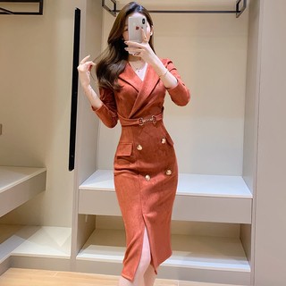 Đầm Cổ Vest Dáng Ôm Eo Vừa Vặn Thời Trang Xuân Thu Cao Cấp Phong Cách Mới
