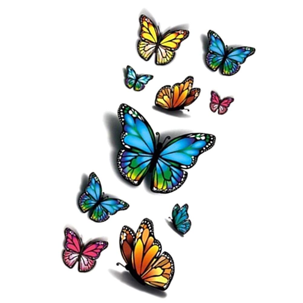Hình Xăm Dán Tạm Thời Hình Bướm 3D Nhiều Màu Chống Nước Có Thể Tháo Gỡ