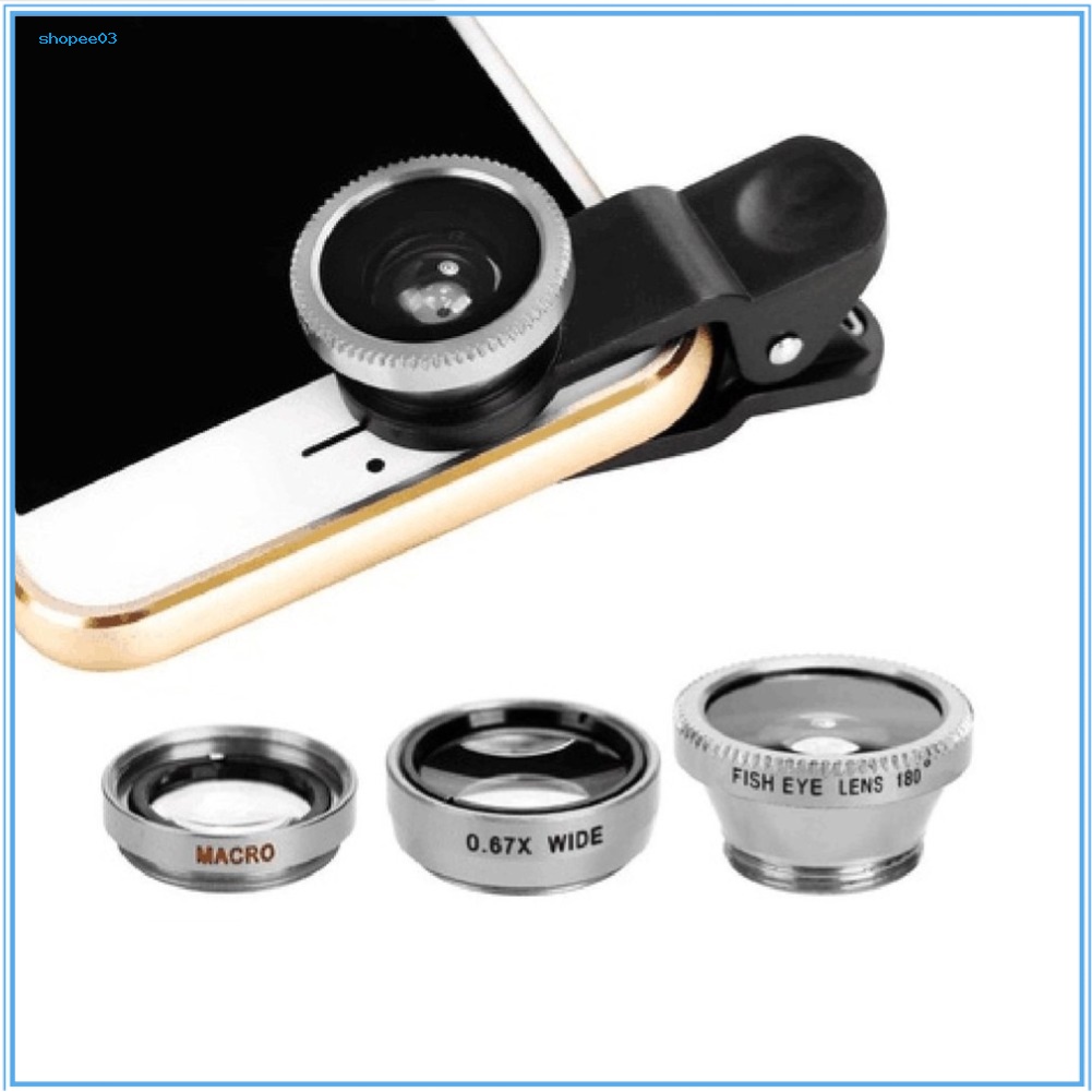 Bộ Lens Mắt Cá 3 Trong 1 Góc Siêu Rộng Kèm Kẹp Giữ Điện Thoại Tiện Dụng