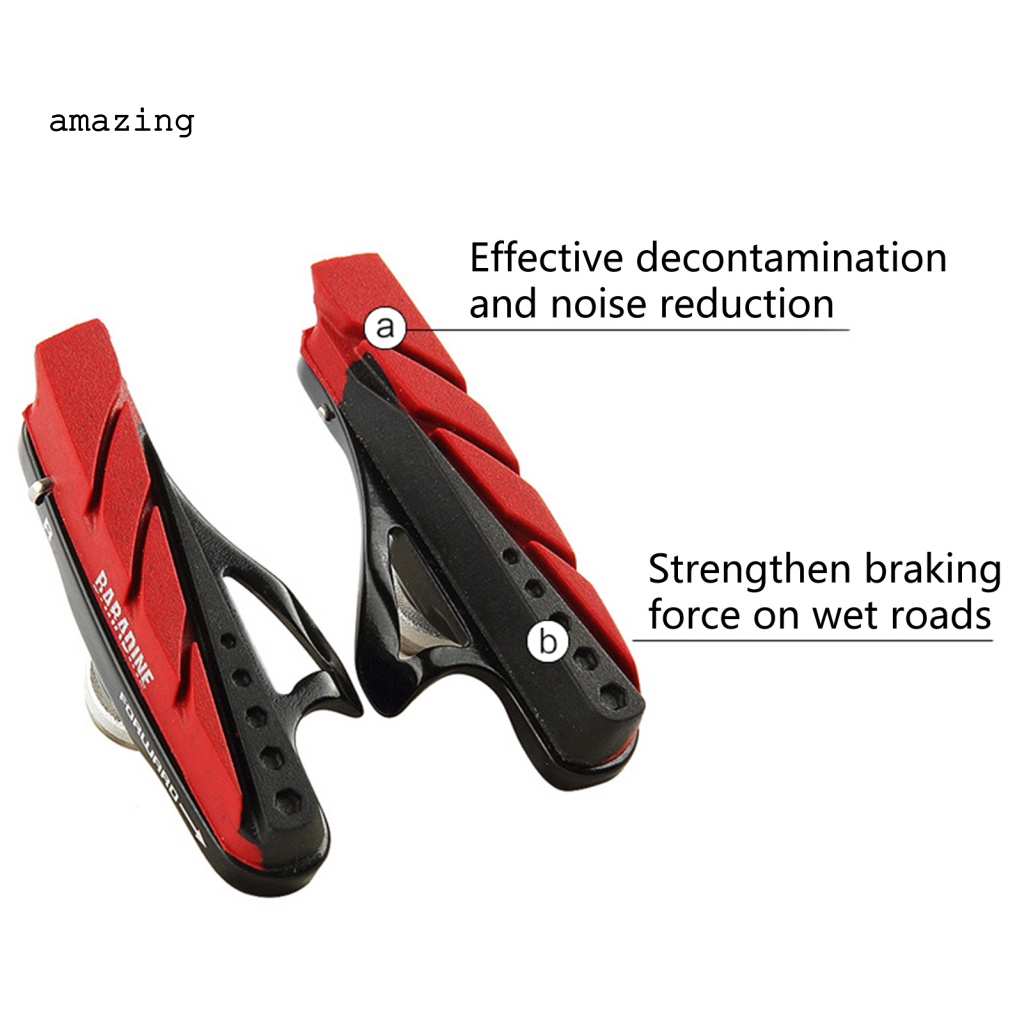 1 Cặp Má Phanh Xe Đạp Chữ V Màu Đỏ Đen Không Ồn