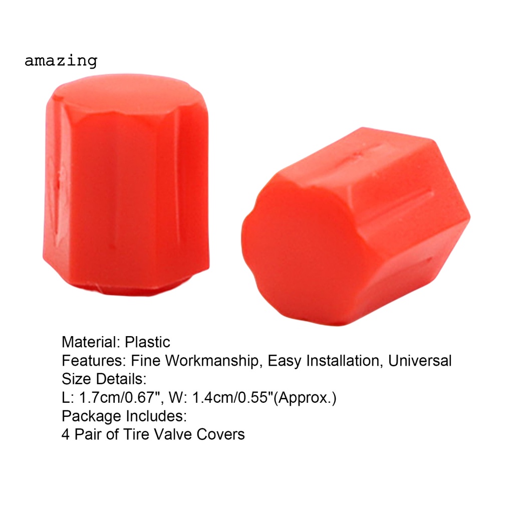 Bộ 4 Cặp Vỏ Bọc Van Bánh Xe Hơi / Xe Đạp / Xe Máy Chống Rỉ Sét Dễ Lắp Ráp