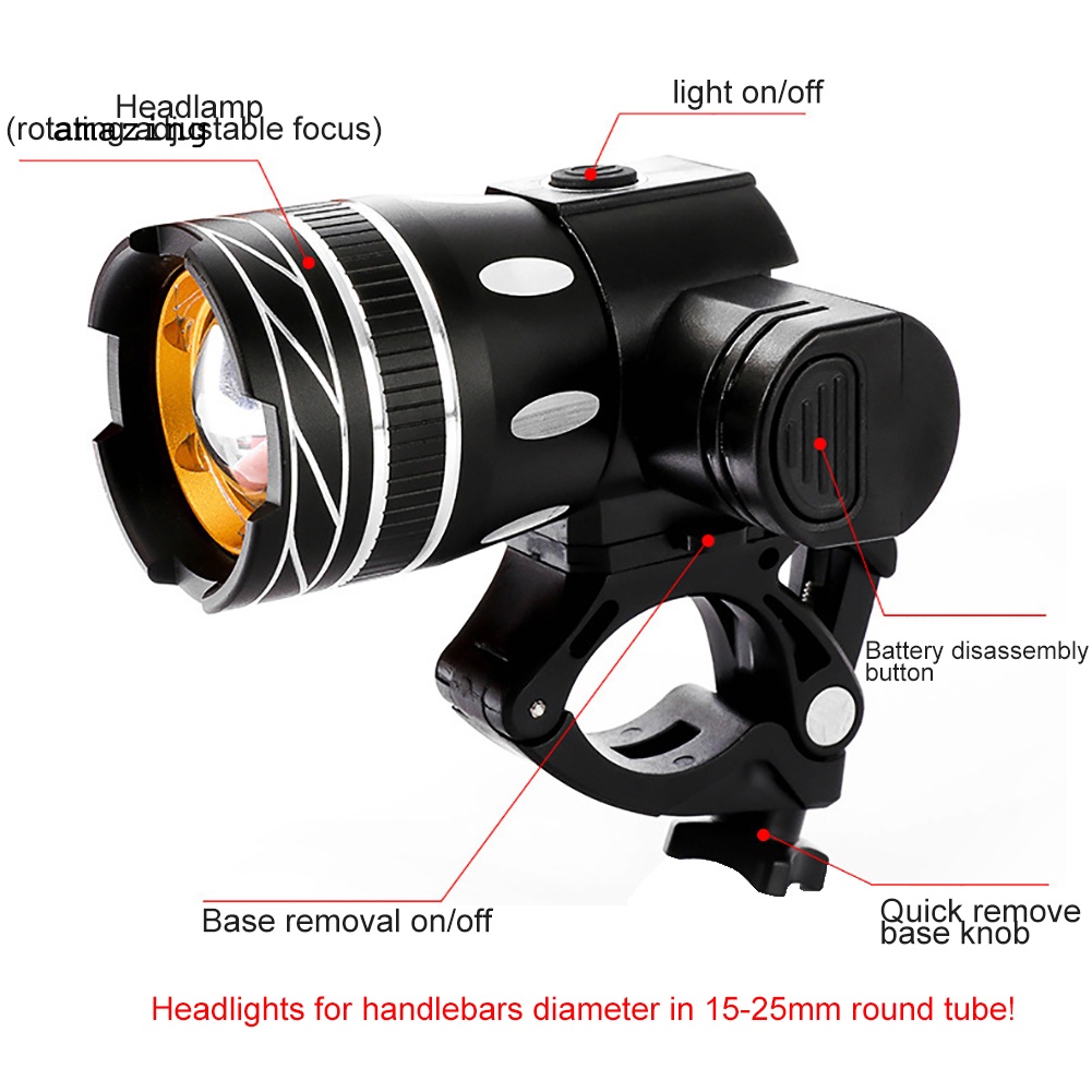 Đèn Pha LED Sạc USB Chống Thấm Nước An Toàn Dành Cho Xe Đạp