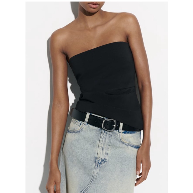 Áo Kiểu Zara Trễ Vai Dáng Suông Xếp Ly Thời Trang Mùa Hè 23 Cho Nữ3067089