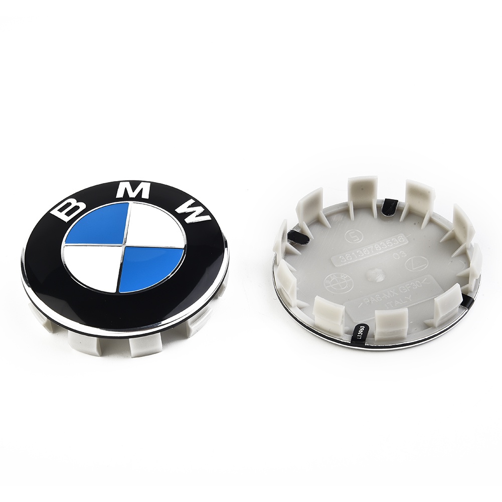 Set 4 Nắp Đậy Trục Bánh Xe Hơi BMW 1 3 5 7 Series 68mm Bằng Hợp Kim Màu Trắng Và Xanh Dương Mới
