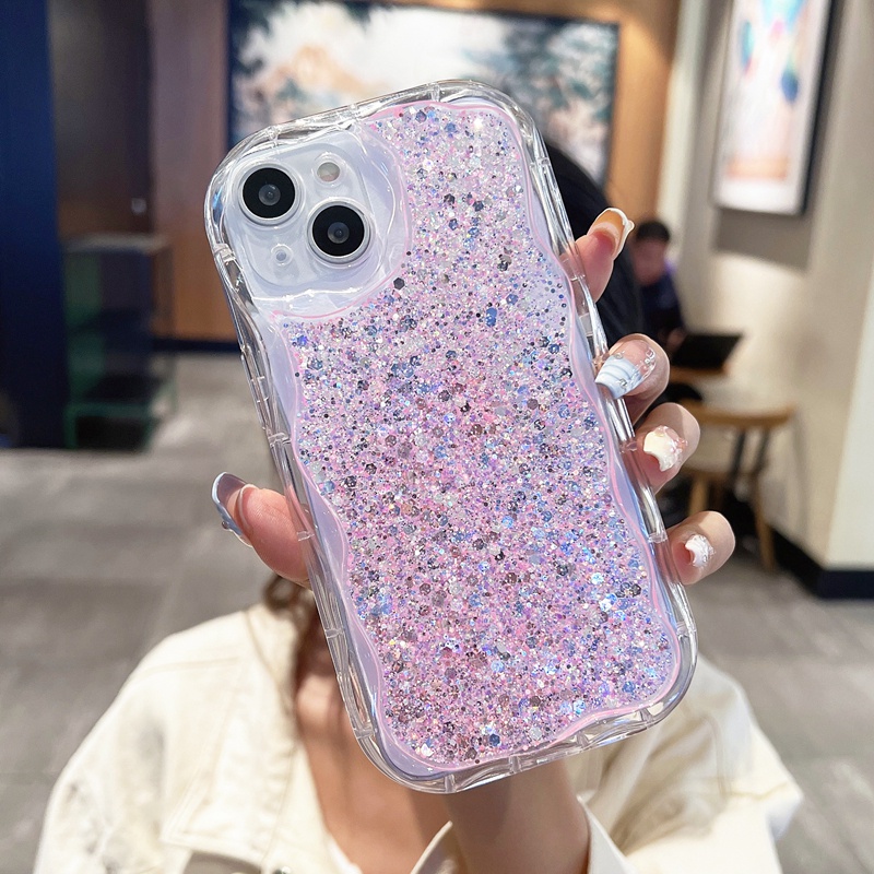 Ốp Điện Thoại Silicone Mềm Trang Trí Kim Tuyến Viền Gợn Sóng Cho Realme 11 Pro 10 GT Master Edition 8 7 GT Neo3 V15 V20