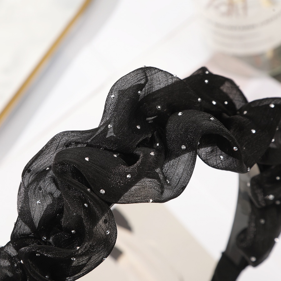 Băng Đô Cài Tóc Xếp Ly Đính Kim Cương Giả Kiểu Hàn Quốc Dễ Thương