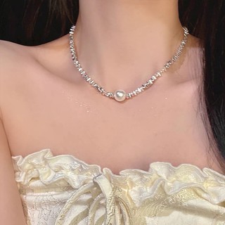 INS Galaxy Silver Pearl necklace popular high-end clavicle chain niche light luxury all-match decorative chain bracelet
