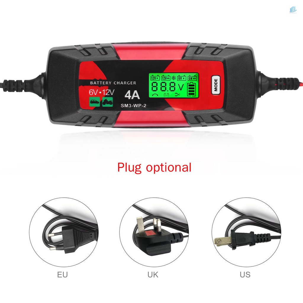 Thiết Bị Sạc Pin Tự Động Thông Minh 6V / 12V 4Amp Màn Hình LCD Cho Xe Hơi / Xe Máy / Tàu Thuyền