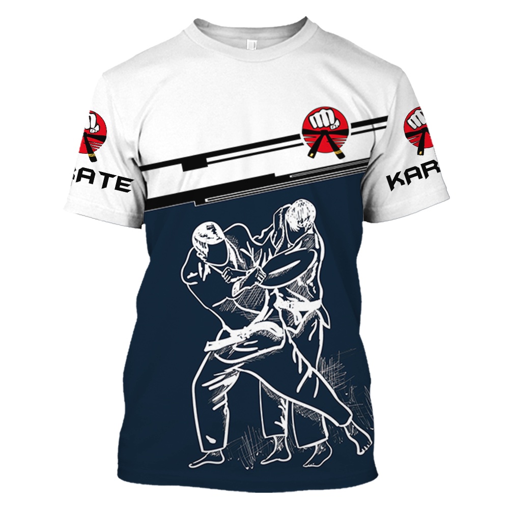 Men's fistfight karate training quần áo t áo sơ mi trẻ em thể dục ngoài trời thể thao tay ngắn mùa hè thường o-cổ áo rộng 6x