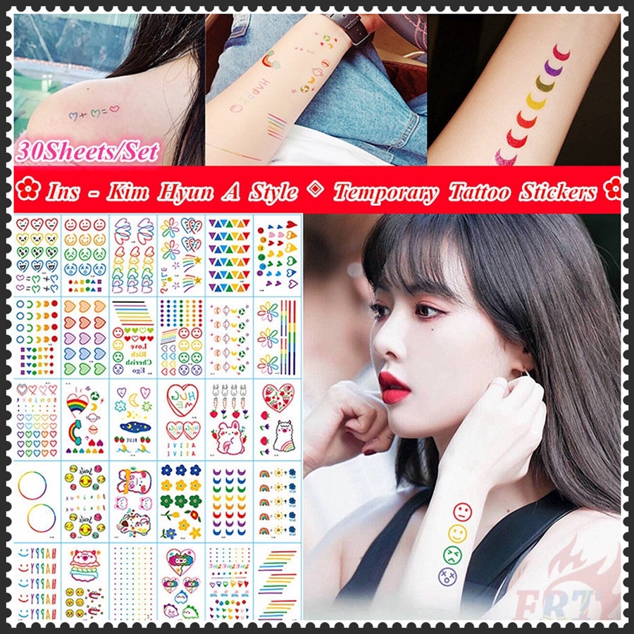 Bộ 30 Tấm / Bộ ❣️Áo Thun In Chữ Kim Hyun A: KPOP Màu Cầu Vồng Thời Trang ◈ Hình Xăm Dán Tạm Thời❣️ Hình Xăm Dán Chống Thấm Nước Quyến Rũ