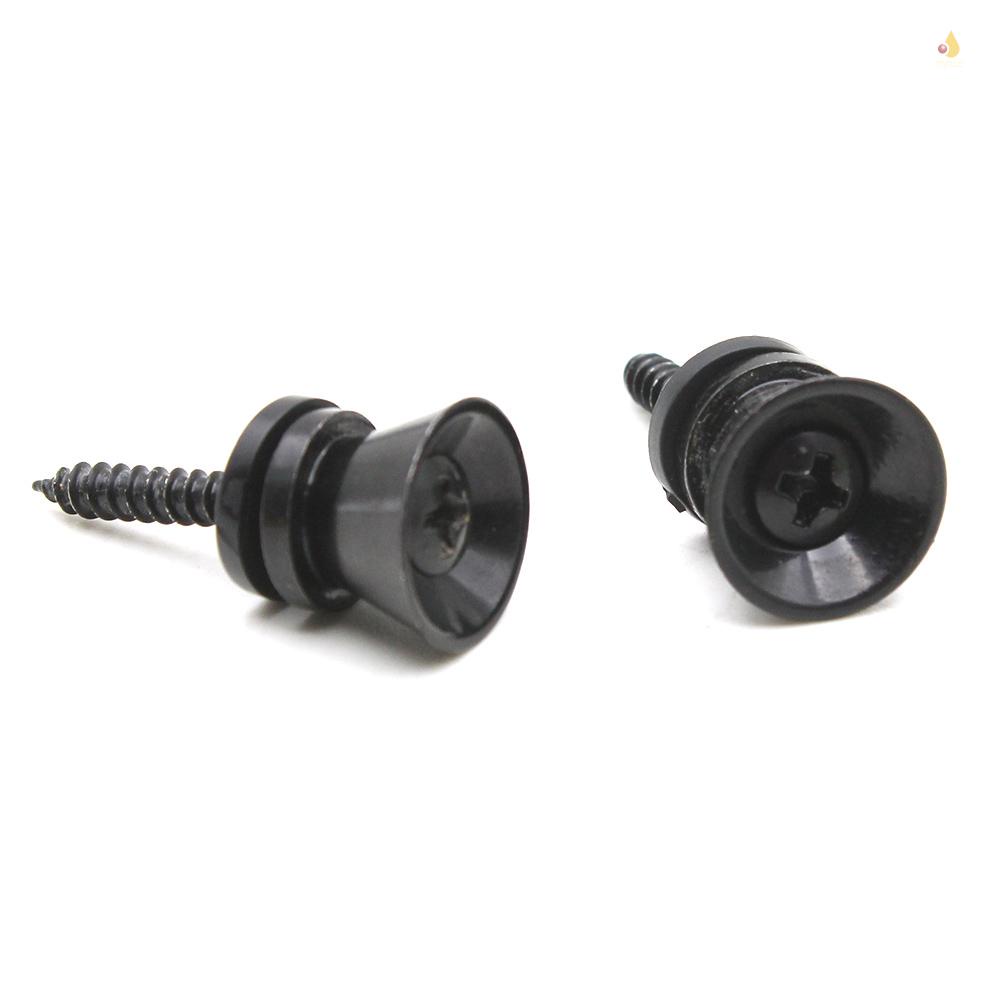 Set 2 Chốt Khóa Dây Đeo Đàn Guitar Bằng Kim Loại Màu Đen / Bạc Thông Dụng