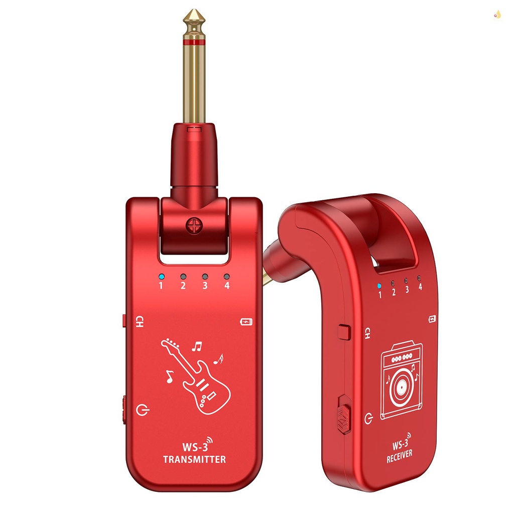 Hệ Thống Truyền Tín Hiệu Đàn Guitar Không Dây UHF 4 Kênh Xoay 282 Độ 6.35mm 800MHz-900MHz Chuyên Dụng
