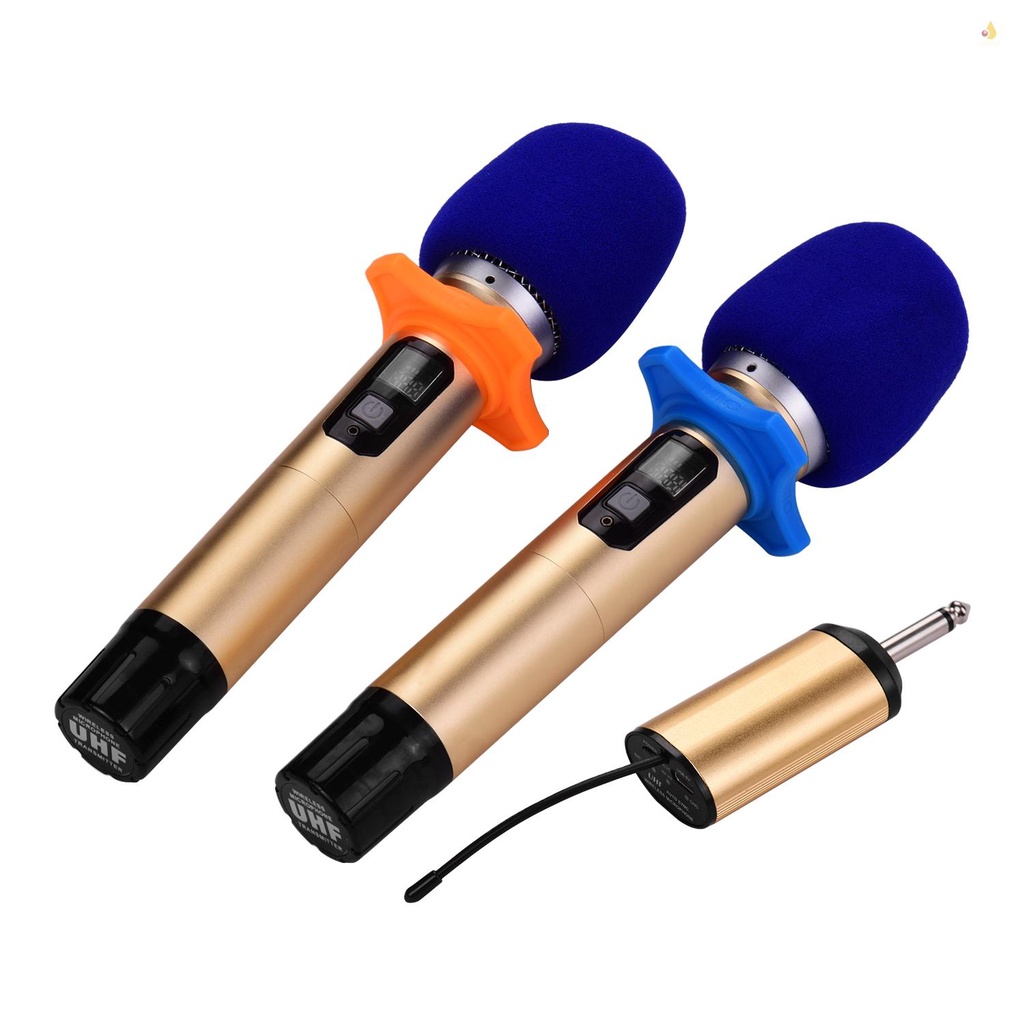 Hệ Thống Micro Không Dây UHF Nhỏ Gọn Kèm 1 Đầu Nhận Và 2 Micro Cầm Tay Dùng Để Hát Karaoke / Họp Trực Tiếp / Biểu Diễn Trực Tiếp