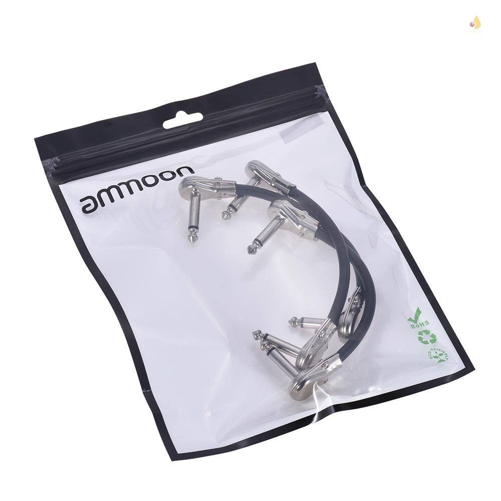 Set 3 Dây Cáp Phơ Đàn Guitar 15cm / 6in 1 / 4 "Góc Phải Màu Đen Tiện Dụng