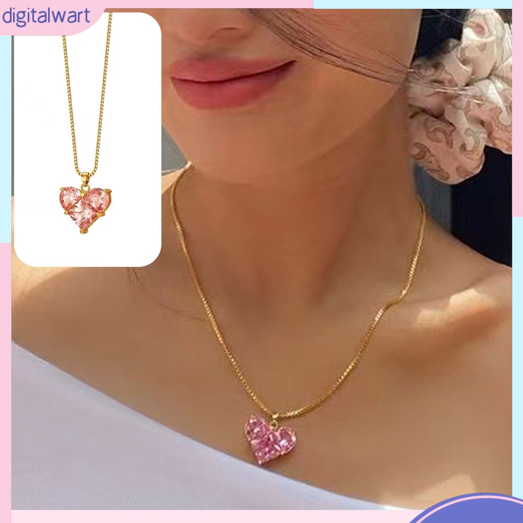 [IGT] Vòng cổ Mặt Hình Học Đính Đá Zircon Màu Hồng Lấp Lánh Chống Mài Mòn Không Gây Dị Ứng Dành Cho Nữ