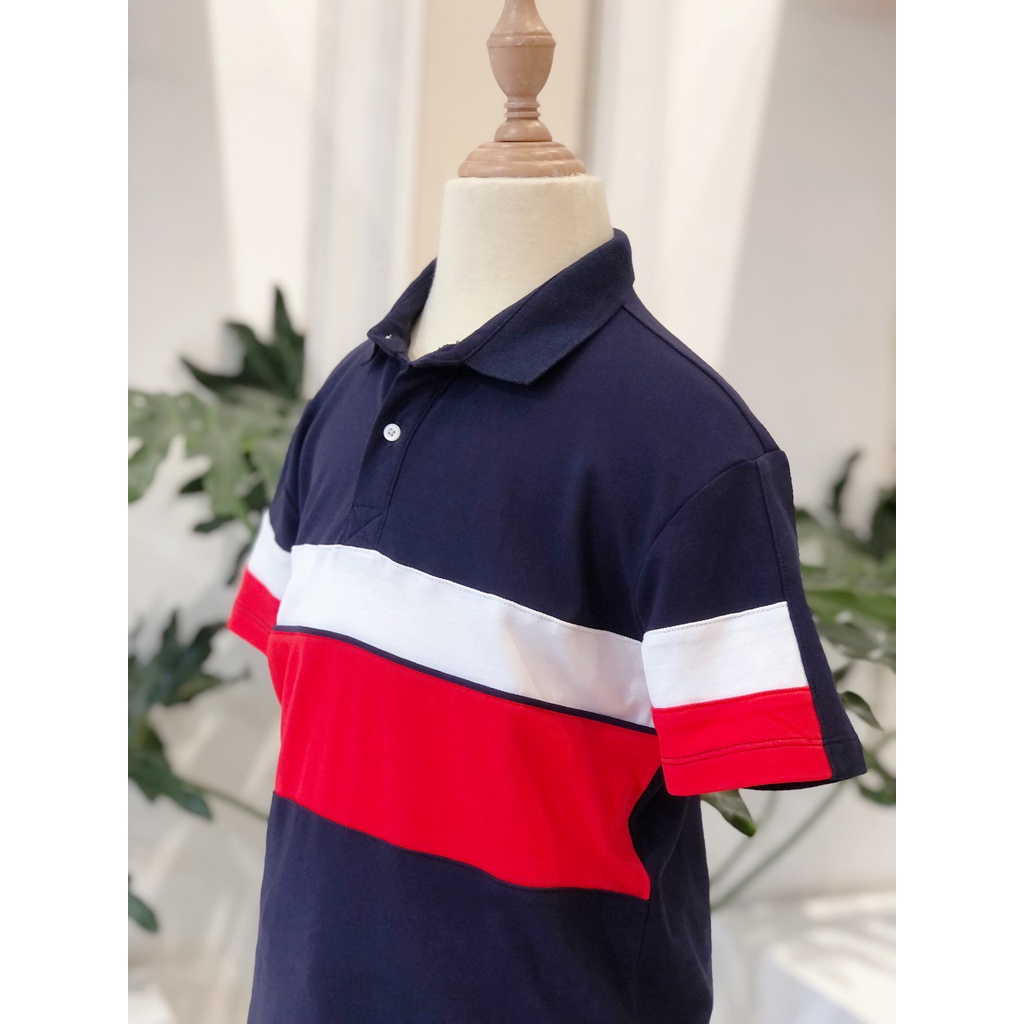 Áo polo BT navy phối đỏ trắng