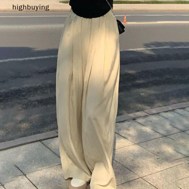 Quần ống rộng Lưng Cao Bằng Lụa Mát Thời Trang Mùa Hè Dành Cho Nữ